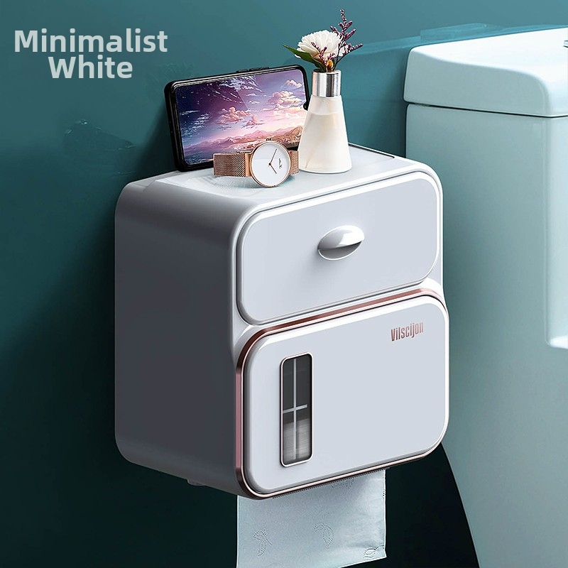 Seinasse paigaldatav WC-paberikarp, puurimiseta, veekindel plastikust (mudel 6252)