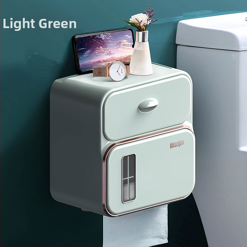 Seinasse paigaldatav WC-paberikarp, puurimiseta, veekindel plastikust (mudel 6252)