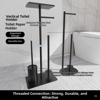 Držiak na toaletný papier a držiak na kefy z nerezovej ocele, štvorcový tvar, s vypaľovaným emailovým povrchom