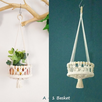 Ručni pleteni koš od pamuka s bambusnim prstenom — viseća košarica za voće i povrće, boemski stil dekoracije