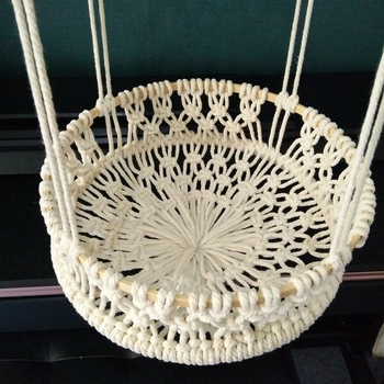 Ručni pleteni koš od pamuka s bambusnim prstenom — viseća košarica za voće i povrće, boemski stil dekoracije