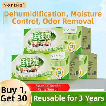 Festan Aktiivsüsiniku desikant koduseks kasutamiseks — niiskuse imemine ja kuivatamine, looduslik lõhn, 50 g × 10 kotikesed, karbis, lameda paigutus