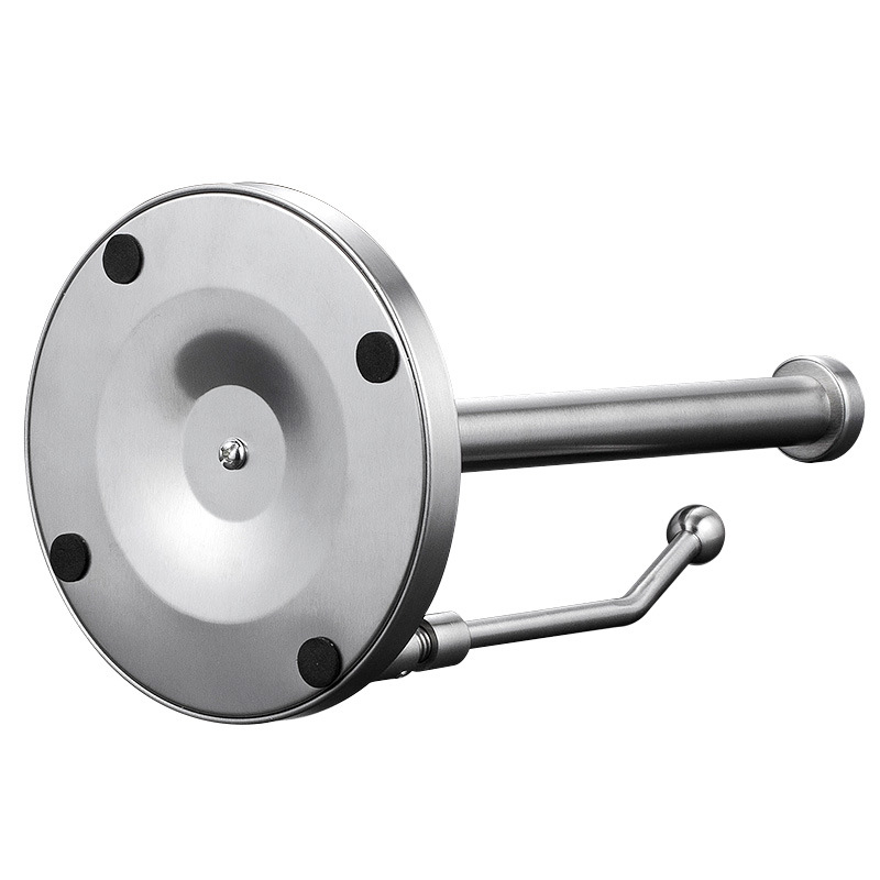 Nerezový zvislý stojan na papierové utierky, matný povrch, guľatý tvar, úložný priestor na fóliu