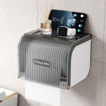 Zidna kutija za toaletni papir bez bušenja, vodootporna, ABS+PET, model W8286, pogodna za rolu papira, kupaonica