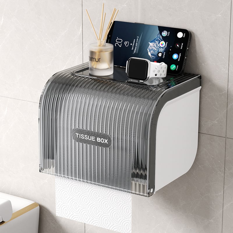 Zidna kutija za toaletni papir bez bušenja, vodootporna, ABS+PET, model W8286, pogodna za rolu papira, kupaonica