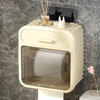 Cutie de perete pentru hârtie igienică, model ZJH01, material PP, impermeabilă și multifuncțională, pentru role de hârtie