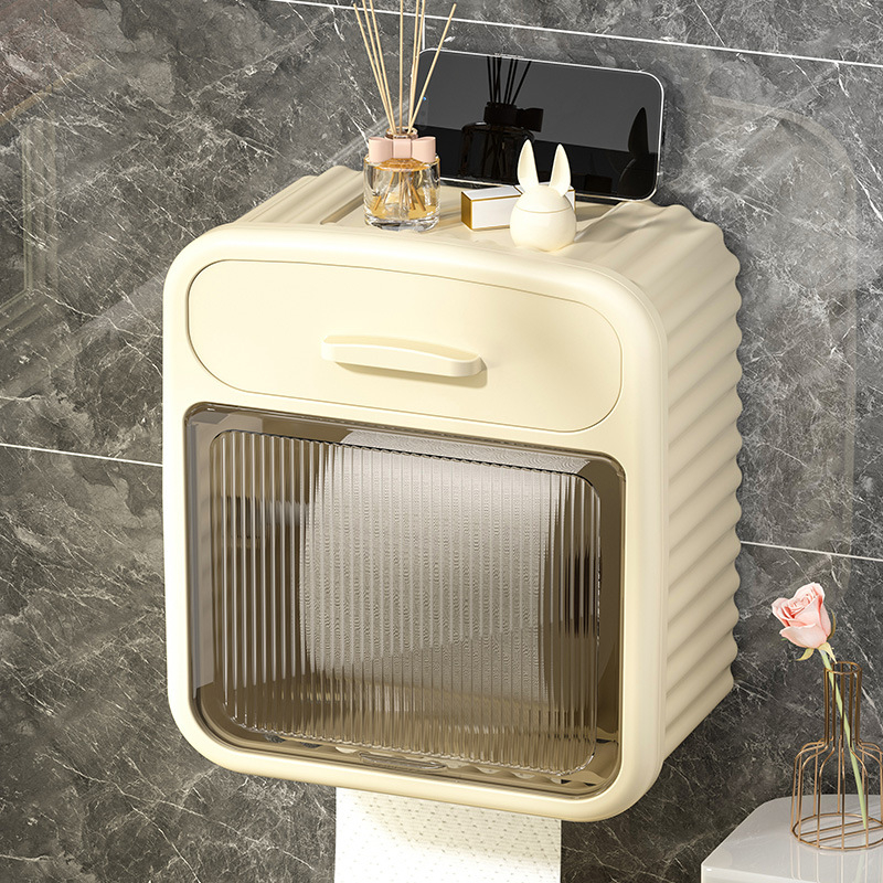 Cutie de perete pentru hârtie igienică, model ZJH01, material PP, impermeabilă și multifuncțională, pentru role de hârtie
