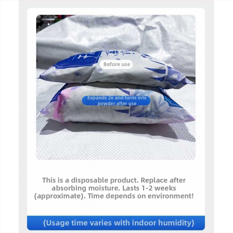 Desikants ruumide niiskuse absorbeerimiseks – 5000 g, pakendatud kott, paigutus: lamavas asendis