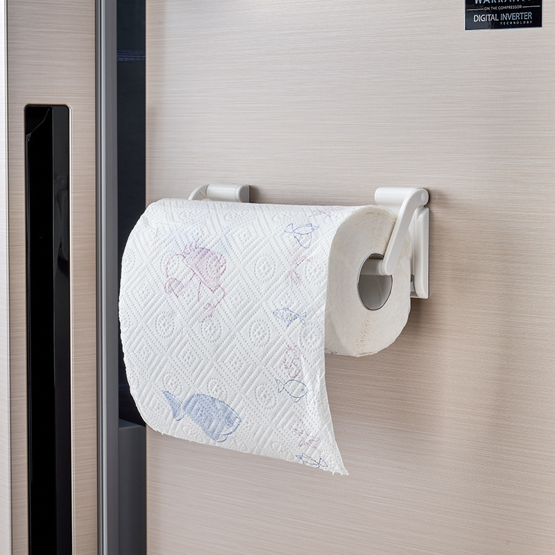 Suport pentru șervețele KM.1031, din plastic, magnetic, montat pe perete, fără găuri, pentru role de hârtie