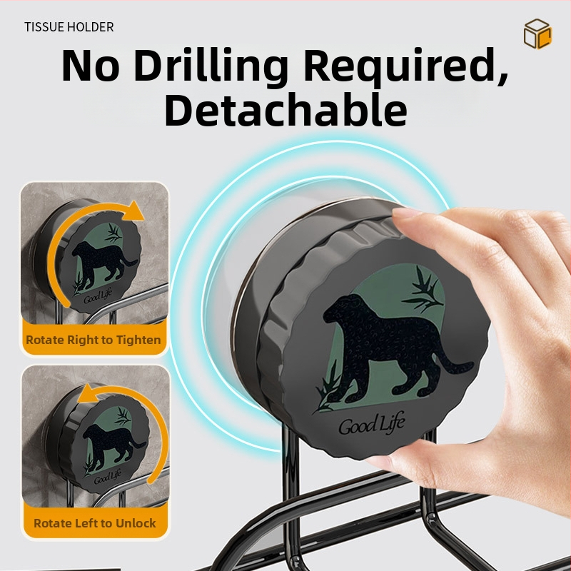 Mitro salvetes turētājs ar sūkņa kāju — sienas stiprināms papīra salvetēm plaukts virtuvē un vannas istabā (ABS+dzelzs, elektroplatinga)