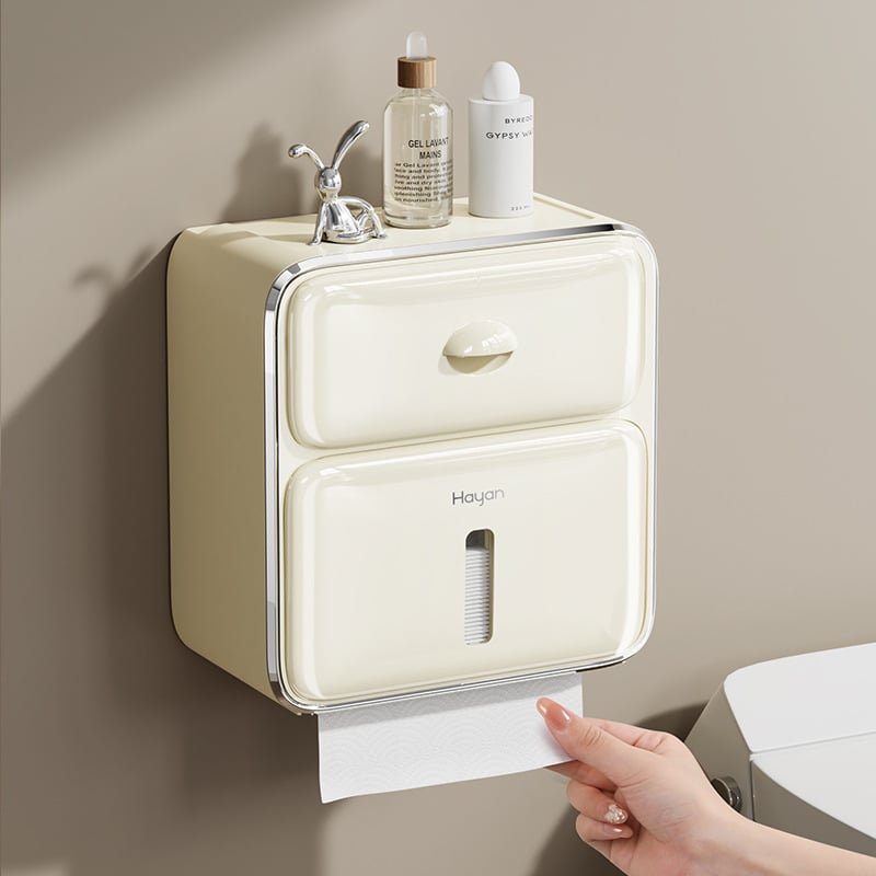 Cutie multifuncțională pentru hârtie igienică, montaj pe perete, fără găuri, impermeabilă, din plastic, model HY-5509