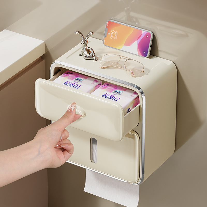 Cutie multifuncțională pentru hârtie igienică, montaj pe perete, fără găuri, impermeabilă, din plastic, model HY-5509