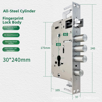 Yi Chen 24240 zámok s otlačkom prsta z nehrdzavejúcej ocele 304 — kompatibilný so zabezpečovacími dverami, drevenými, kovovými a hliníkovými dverami; dvojitý živý zámok, inteligentný cylindr
