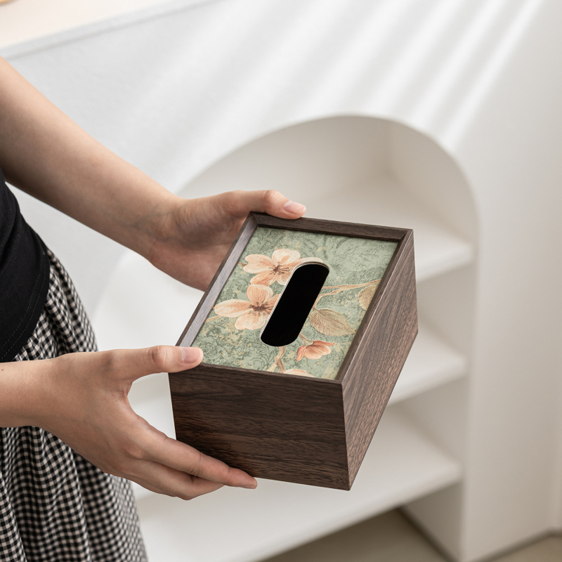 Cutie de șervețele din lemn, cu logo personalizabil, compatibilă cu șervețele de hârtie, multifuncțională pentru living