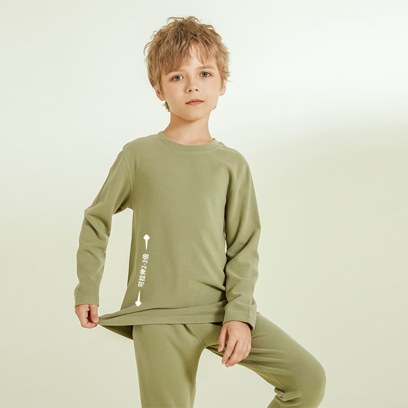 Vaikų terminis komplektas viršutiniam ir apatiniam drabužiui, dvipusis fliso pamušalas, storas, šiltas namų drabužiai