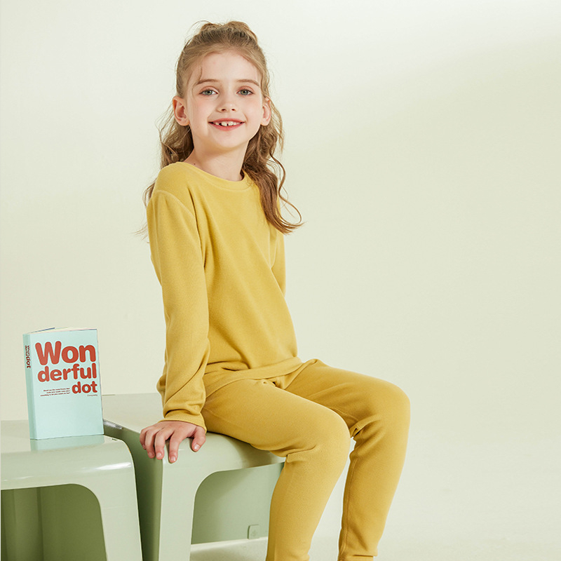 Vaikų terminis komplektas viršutiniam ir apatiniam drabužiui, dvipusis fliso pamušalas, storas, šiltas namų drabužiai