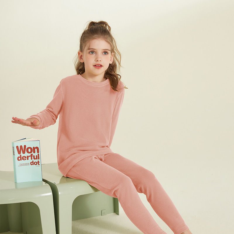 Vaikų terminis komplektas viršutiniam ir apatiniam drabužiui, dvipusis fliso pamušalas, storas, šiltas namų drabužiai