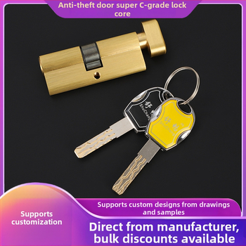 Meďový vnútorný zámkový cylinder, model Super C-Class, vhodný pre drevené vnútorné dvere, štýl ľahký luxus