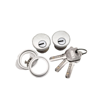 Zámkový valec – KFC cylindr zámku dverí s dvojitým otvorením; materiál: zliatina zinku + meď; hmotnosť 160 g; kompatibilný s KFC zámkom do dverí; moderný minimalistický štýl