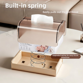 AK896 taskurätikute karp vedrumehhanismiga, PP+PET; mitmekülgne, sobib autole, eluruumile ja vannitoa jaoks