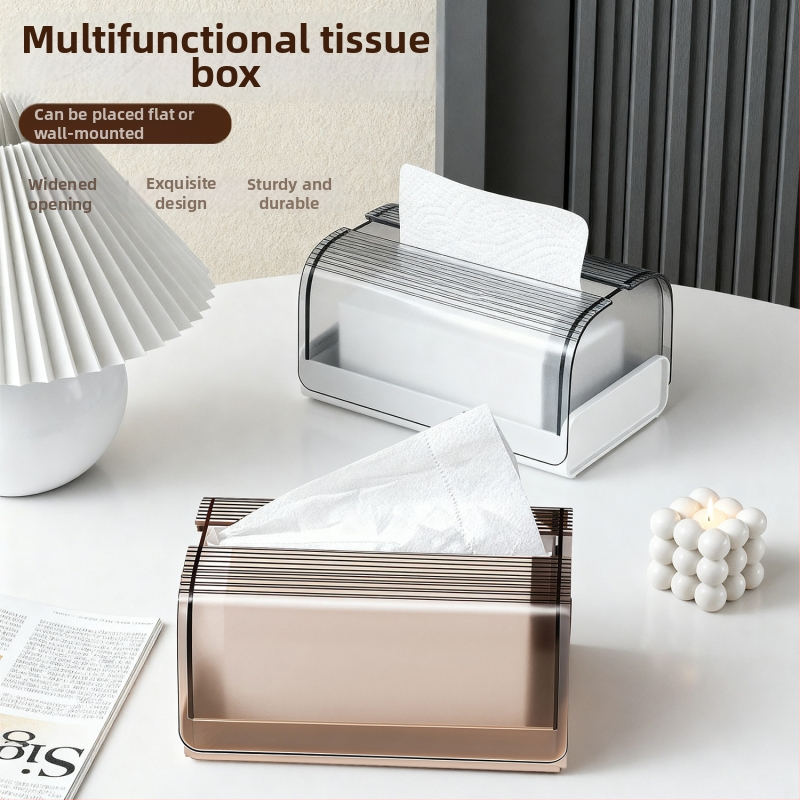 AK896 taskurätikute karp vedrumehhanismiga, PP+PET; mitmekülgne, sobib autole, eluruumile ja vannitoa jaoks