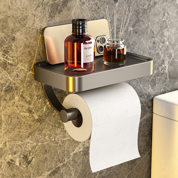 Vonios kambario sieninis popieriaus laikiklis — Space aliuminis, kvadratinė forma, aukštos temperatūros dažų paviršiaus apdaila, lengvas prabangos stilius.