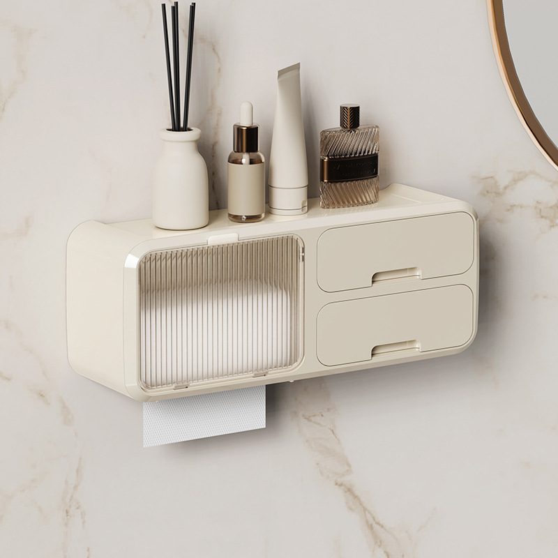 Seinasse paigaldatav tualettpaberikorv ilma puurimiseta, veekindel PP-materjal, sobib rullpaberile, vannituba