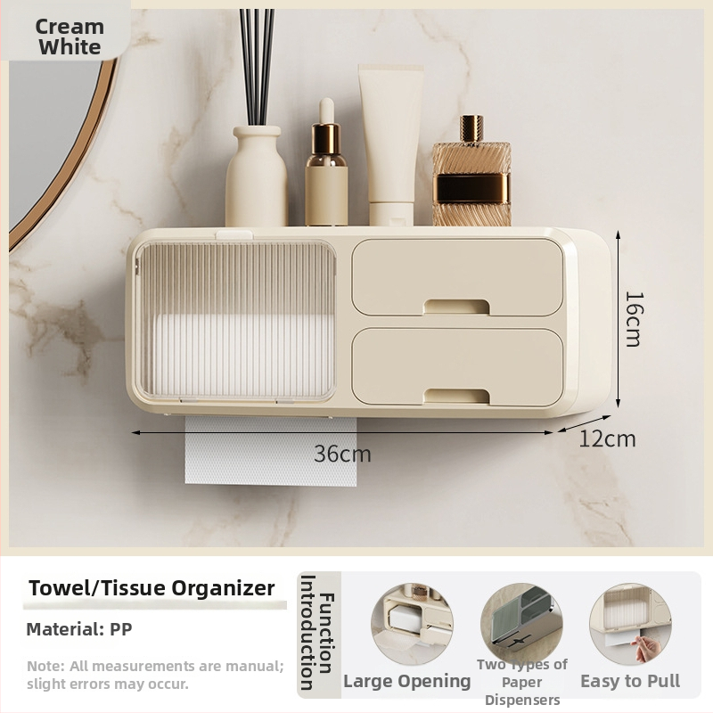 Seinasse paigaldatav tualettpaberikorv ilma puurimiseta, veekindel PP-materjal, sobib rullpaberile, vannituba