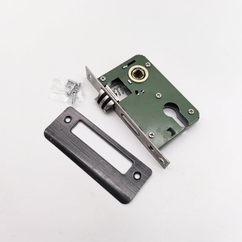 Telo zámku dverí, oválny model 50, nerezová oceľ + železo, hmotnosť 150 g, moderný minimalistický dizajn