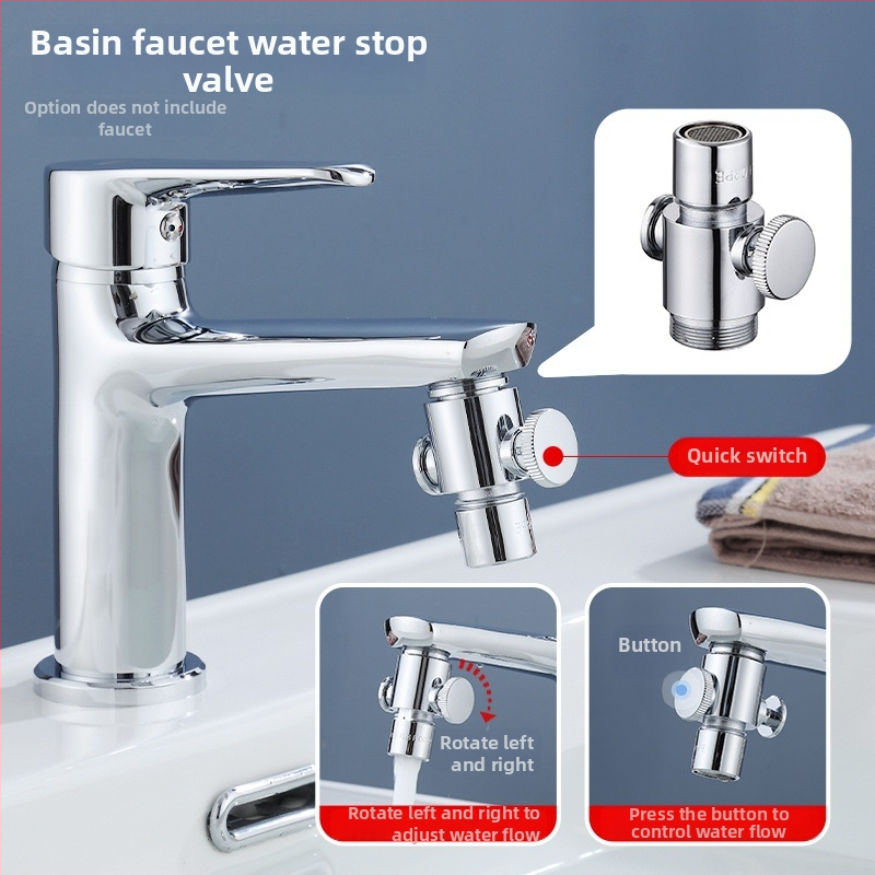 Noplūdes novēršanas ierīce virtuvei un vannas krānam, vienas pogas ūdens apturēšanas vārsts, noplūdes savienotājs