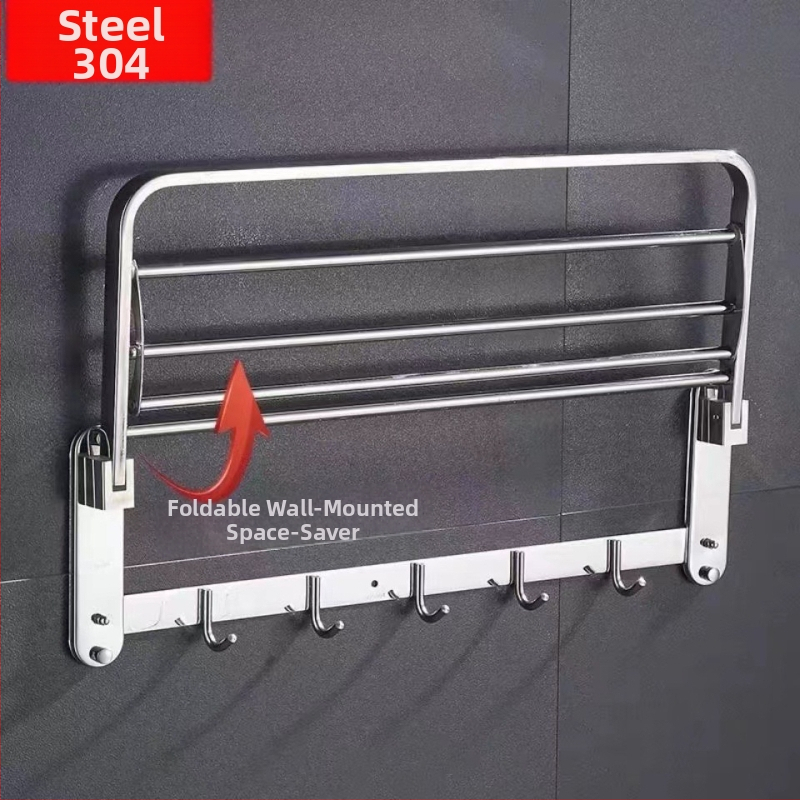 Nerūsējošā tērauda saliekamais dvieļu plaukts, sienas stiprinājums, 5 gab. komplekts, mūsdienīgs minimālisma dizains