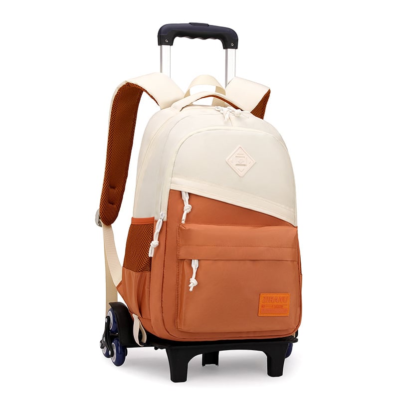 Mokyklinė kuprinė su ratukais pradinukams – nailonas, vienos krypties ratukai, oro pagalvės juosta, kvėpuojanti, atspari vandeniui, vienodas dizainas, modelis 1254