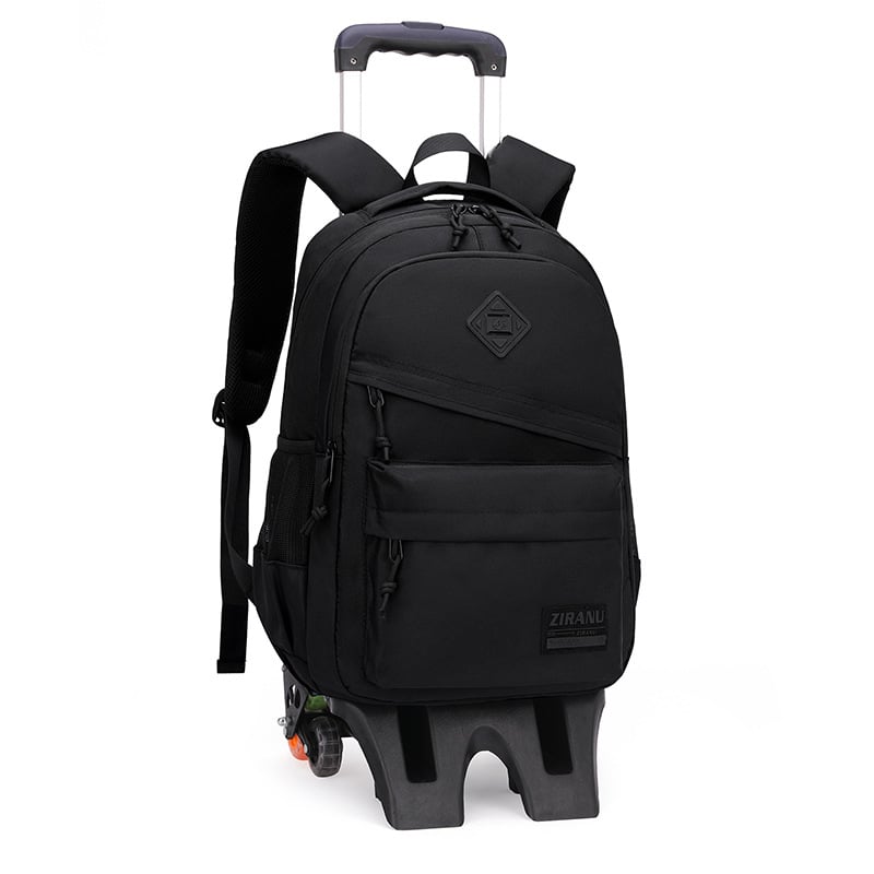 Mokyklinė kuprinė su ratukais pradinukams – nailonas, vienos krypties ratukai, oro pagalvės juosta, kvėpuojanti, atspari vandeniui, vienodas dizainas, modelis 1254