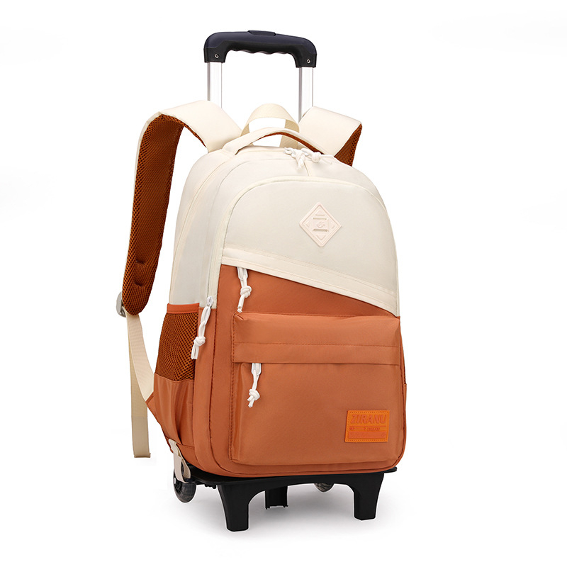 Mokyklinė kuprinė su ratukais pradinukams – nailonas, vienos krypties ratukai, oro pagalvės juosta, kvėpuojanti, atspari vandeniui, vienodas dizainas, modelis 1254