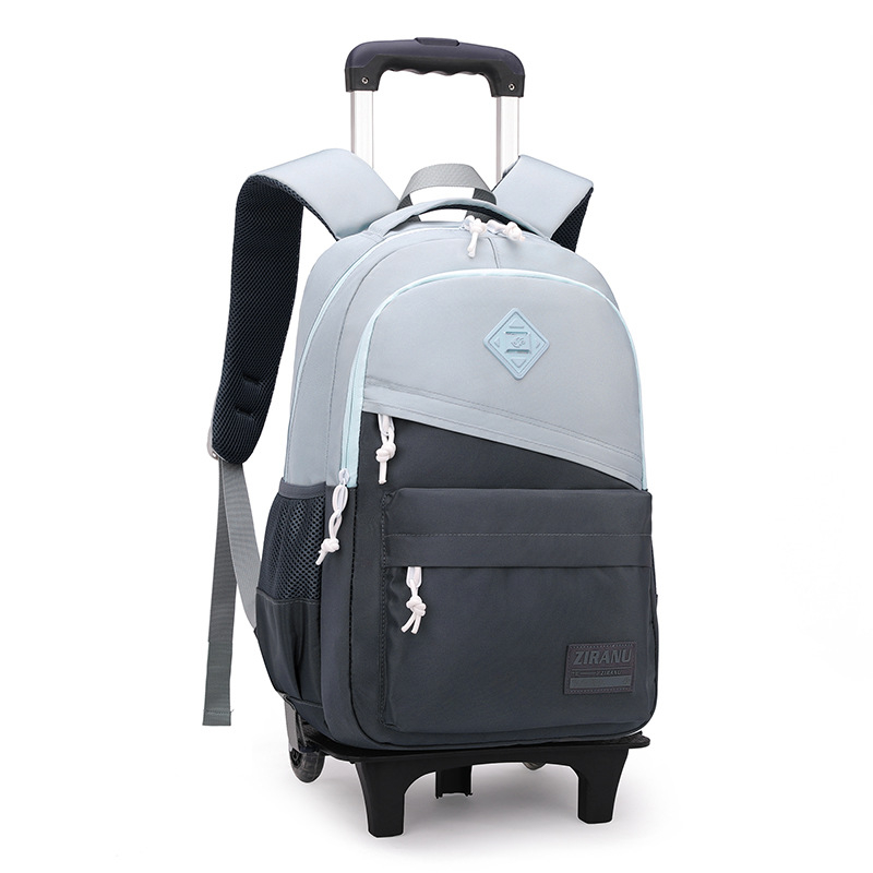 Mokyklinė kuprinė su ratukais pradinukams – nailonas, vienos krypties ratukai, oro pagalvės juosta, kvėpuojanti, atspari vandeniui, vienodas dizainas, modelis 1254