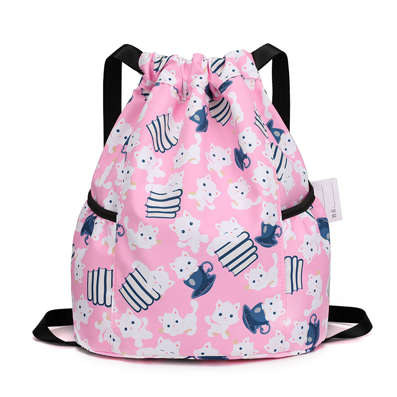 Детска раница с връзки, карикатурно сладък стил, найлон материал, капацитет под 20 л, подходяща за момичета и за началното училище