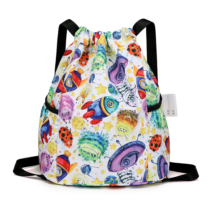 Детска раница с връзки, карикатурно сладък стил, найлон материал, капацитет под 20 л, подходяща за момичета и за началното училище