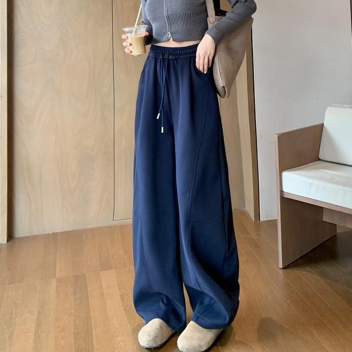 Moteriškos sportinės kelnės su aukštu juosmeniu, platus kirpimas, mikroelastiškumas, ruduo 2025