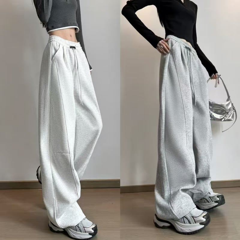Moteriškos sportinės kelnės su aukštu juosmeniu, platus kirpimas, mikroelastiškumas, ruduo 2025