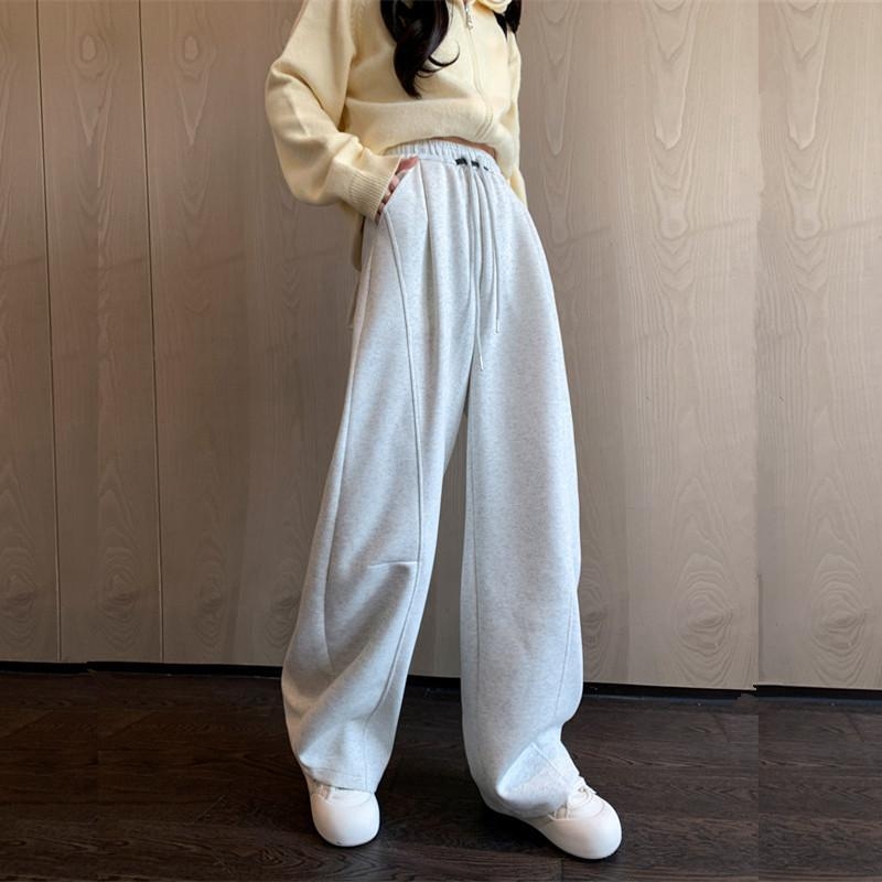 Moteriškos sportinės kelnės su aukštu juosmeniu, platus kirpimas, mikroelastiškumas, ruduo 2025