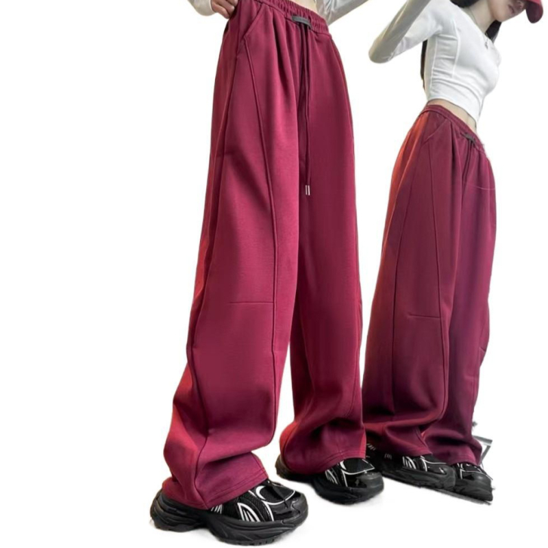 Moteriškos sportinės kelnės su aukštu juosmeniu, platus kirpimas, mikroelastiškumas, ruduo 2025