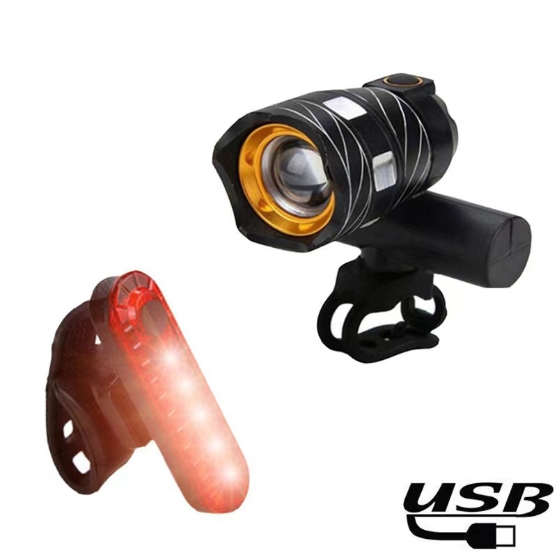 Prednja LED svjetiljka za bicikl T6, podesivi fokus, aluminijska legura, USB punjenje, dugi domet za vožnju biciklom