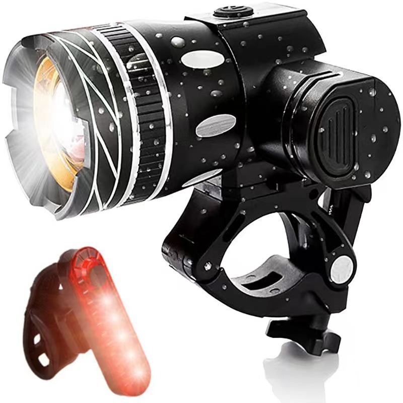 Prednja LED svjetiljka za bicikl T6, podesivi fokus, aluminijska legura, USB punjenje, dugi domet za vožnju biciklom