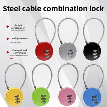 Kombinuojama spyna su U formos kabeliu, cinko lydinys – mini spyna mokyklinėms kuprinėms, kuprinėms ir pieštukų dėžutėms