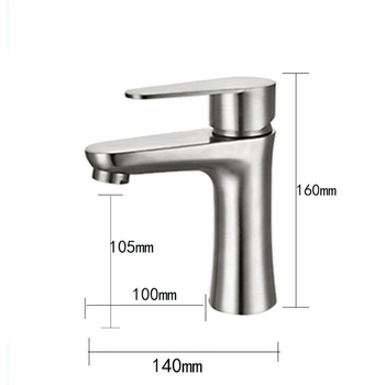 Смесител за баня за умивалник, неръждаема стомана, едноотверстие, гореща/студена вода, керамичен картридж, диапазон 0–80°C
