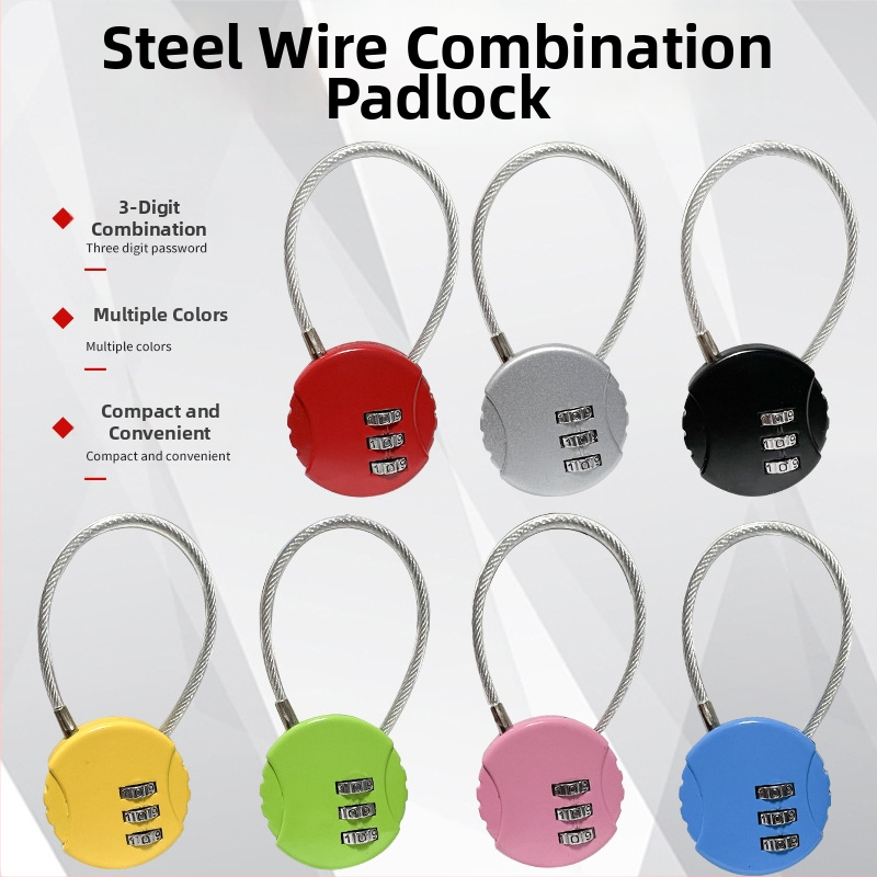 Biscuit Lock skolām somām, mugursomām un ratiem; U-formas tērauda troses kombinācijas slēdzene; mini slēdzene penāram