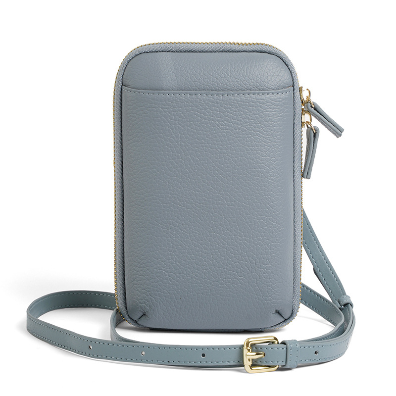 Sieviešu crossbody mobilās somas no pirmā slāņa govs ādas, rāvējslēdzēja aizdare, vertikāla kvadrāta forma, pilsētas vienkāršais stils