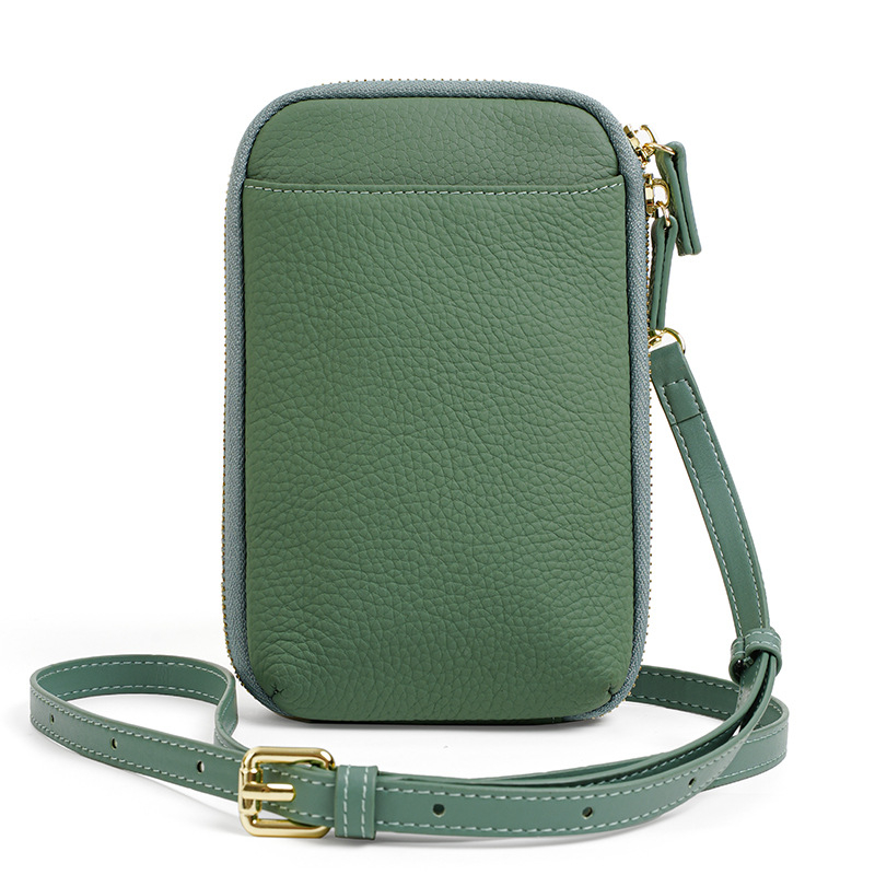 Sieviešu crossbody mobilās somas no pirmā slāņa govs ādas, rāvējslēdzēja aizdare, vertikāla kvadrāta forma, pilsētas vienkāršais stils