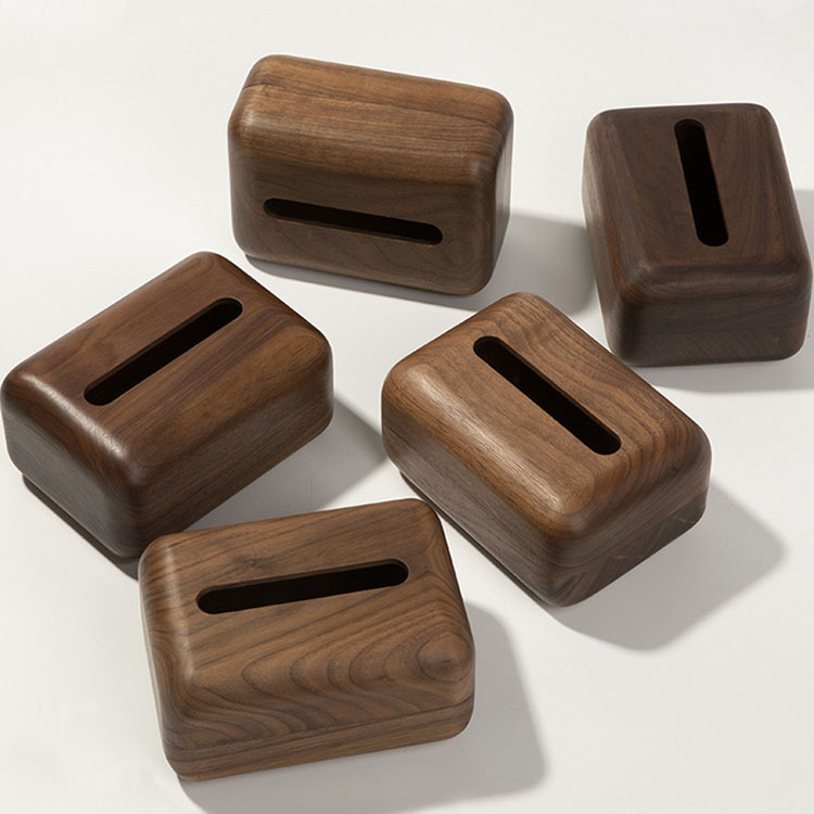 Orechového dreva škatulka na vreckovky - stolová schránka na vreckovky, obdĺžnikový tvar, povrchová úprava vosk-olej, ľahký luxusný štýl