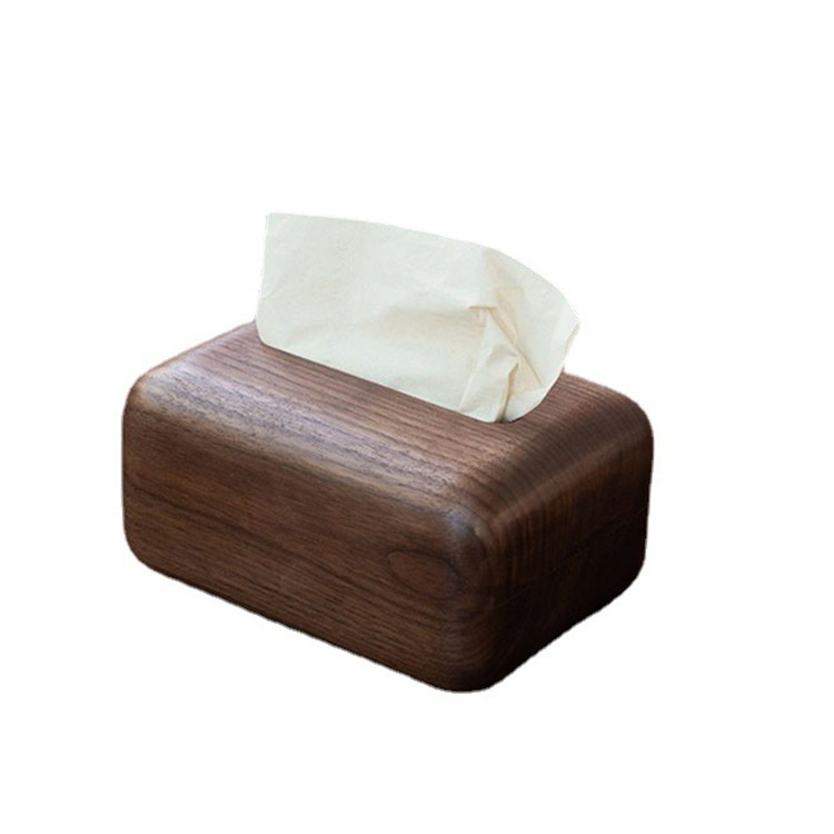 Orechového dreva škatulka na vreckovky - stolová schránka na vreckovky, obdĺžnikový tvar, povrchová úprava vosk-olej, ľahký luxusný štýl